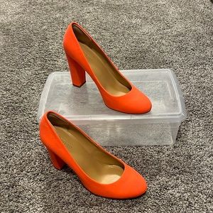 J. Crew pumps, block heel. 7.5 orange!